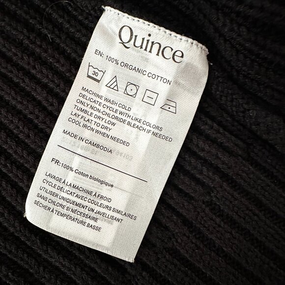 Quince 100% Cotton Ribbed Black Oversized Cardigan MEDIUM - Picture 6 of 7